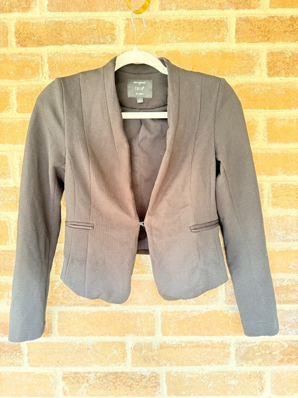 iris Textured Open-Front Blazer in black